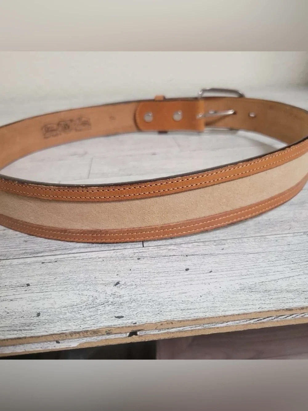 Men's Circle Y Western Brown Leather Suede Inlay Rodeo Cowboy Belt Size 34
